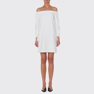 Tibi Structured Crepe Off-the-Shoulder Dress sz6 ivory white